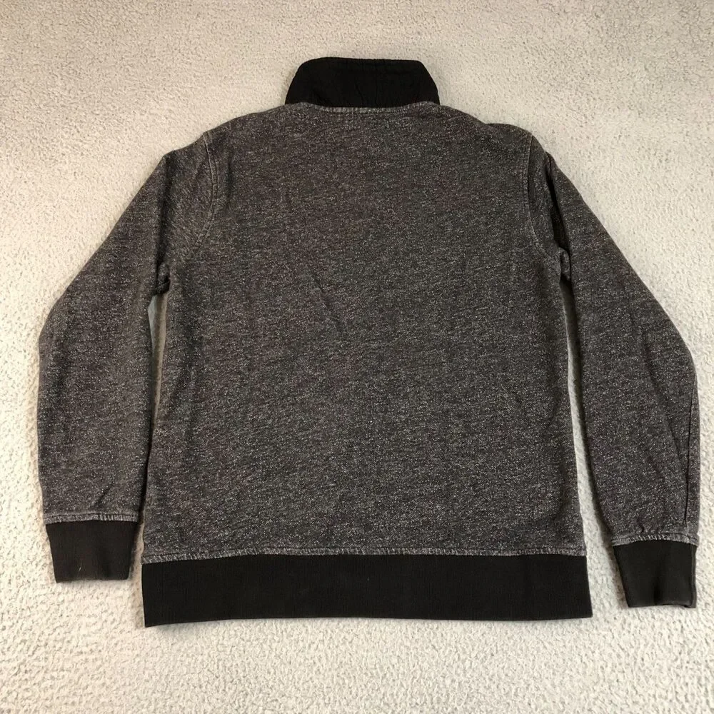 Banana Republic Sweater Men Medium Gray Preppy Full Zip Mock Neck Pocket Classic